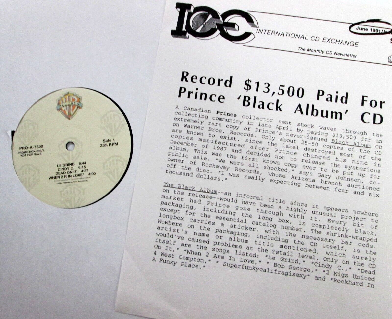 PRINCE Black Album LP 1994 Promo PRO-A-7330 Near-MINT w/INSERT  b30