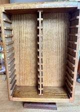 Vintage Oak Wood  48  Cassettes Rotating Rack Crate Storage Holder SPINS GREAT picture
