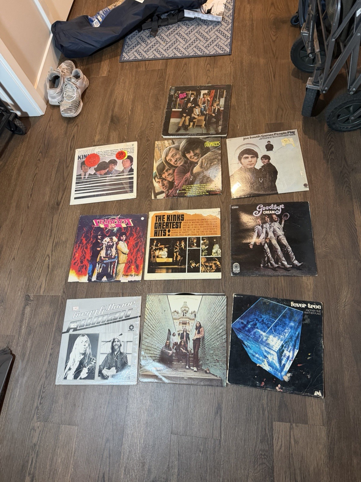 10 Vintage Rock Vinyl LP Lot Kinks Monkees Cream Yardbirds Fever Tree Stampeders