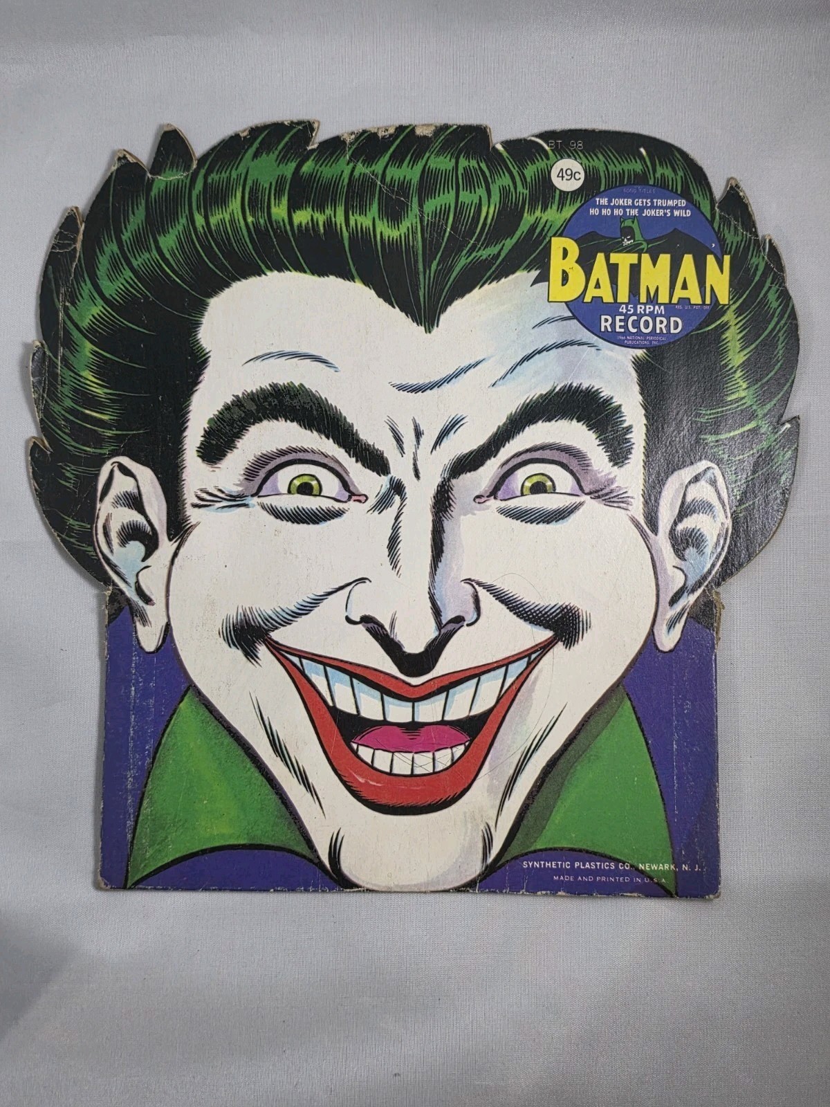 Vintage 1966 Batman 45 RPM Record The Joker Gets Trumped, Ho Ho Ho Joker’s Wild