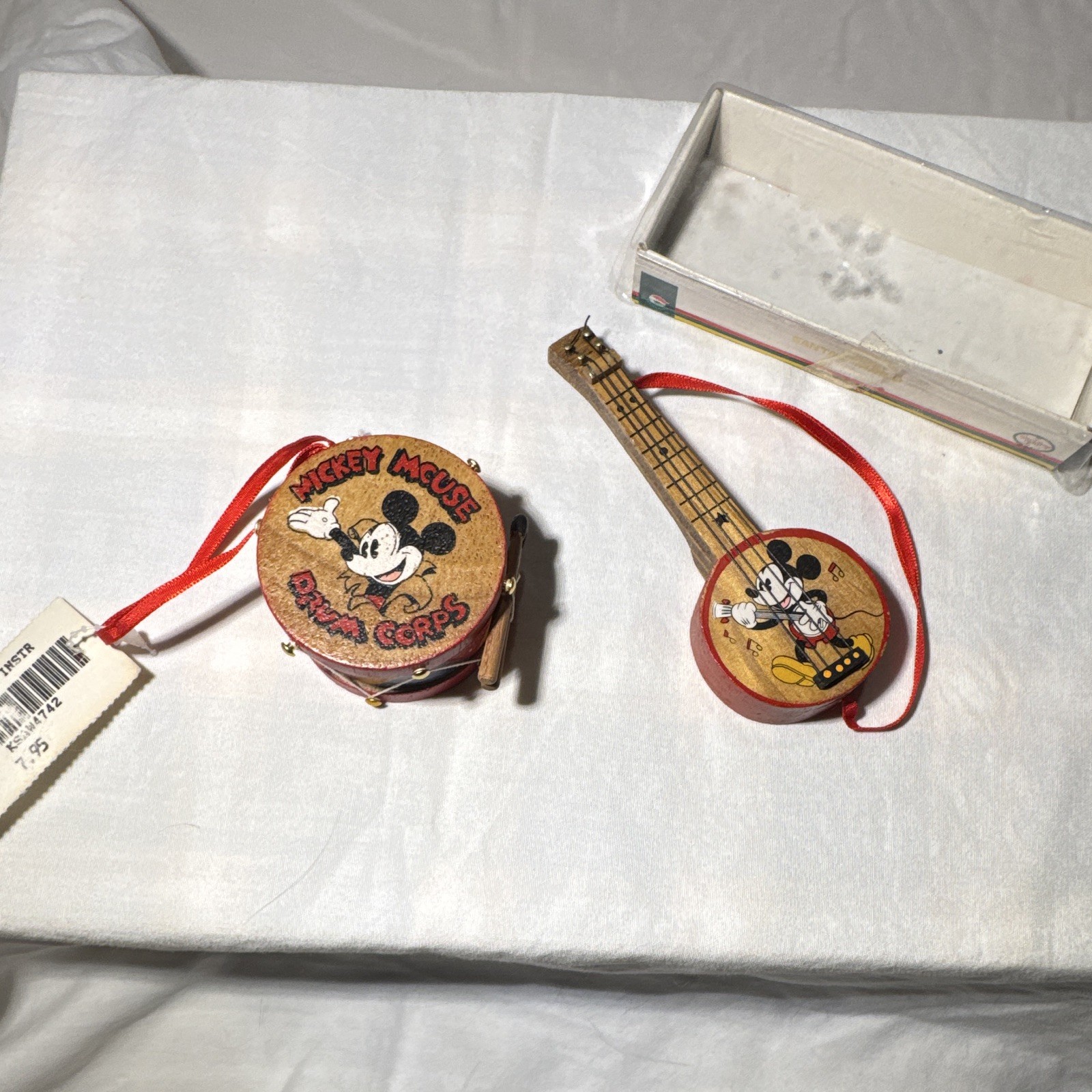 VTG NOS Kurt Adler Santa's World Mickey Mouse Drum & Banjo Christmas Ornaments