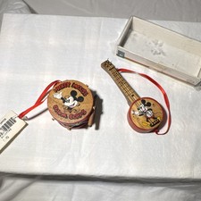VTG NOS Kurt Adler Santa's World Mickey Mouse Drum & Banjo Christmas Ornaments picture