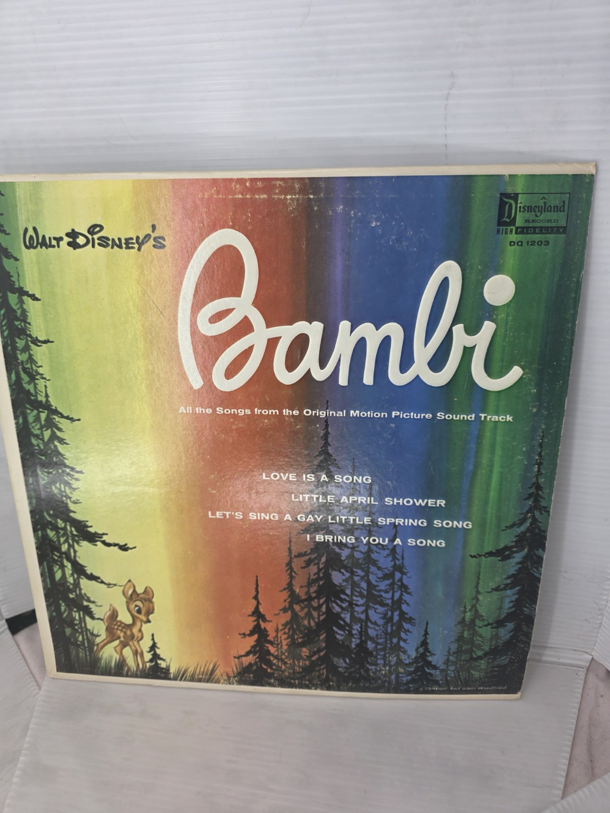 Vintage 1963 Walt Disney Bambi Vinyl LP Soundtrack Disneyland DQ-1203 VG+