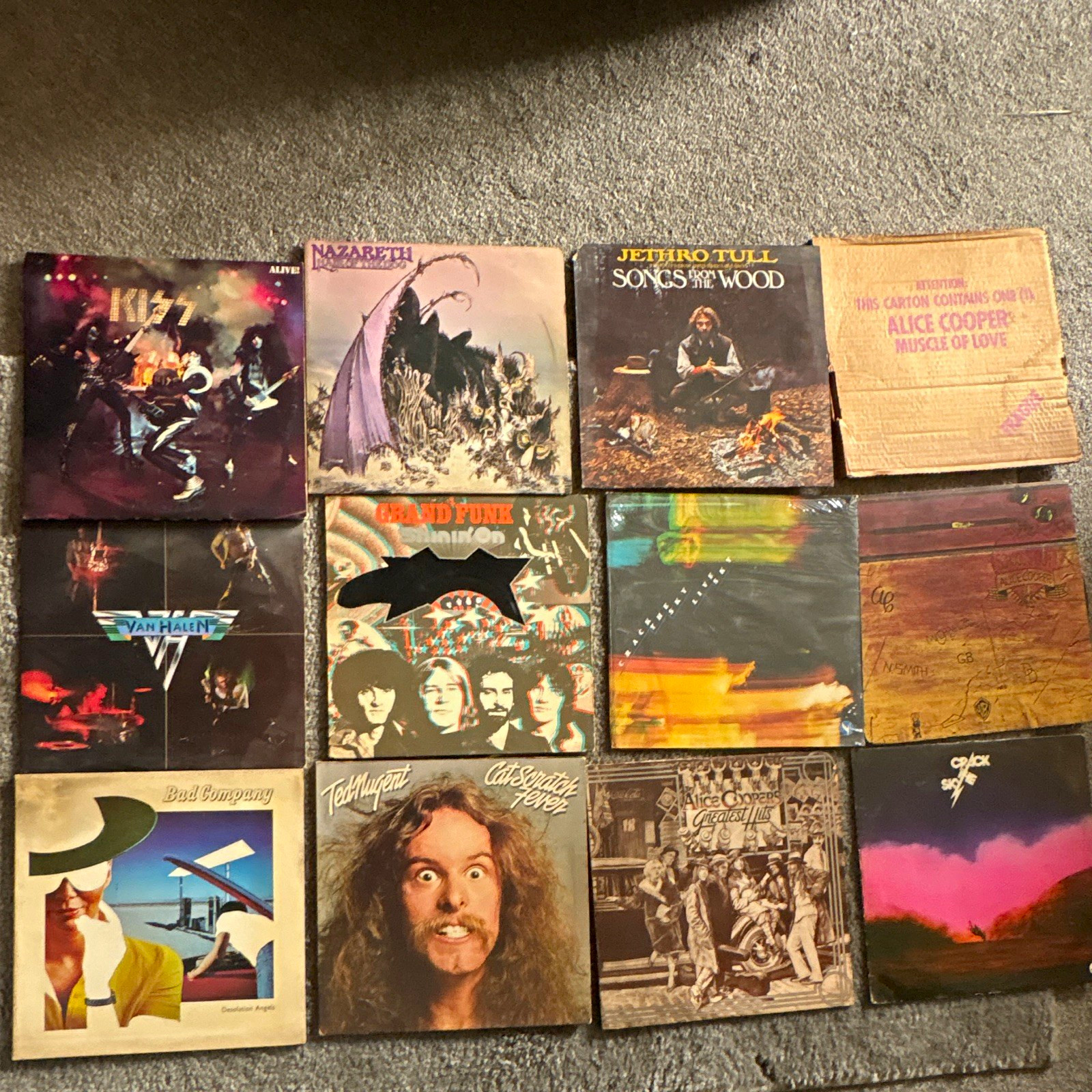 Lot of 12 Rock Vinyl LP Records - Kiss, Nazareth, Jethro Tull, Van Halen