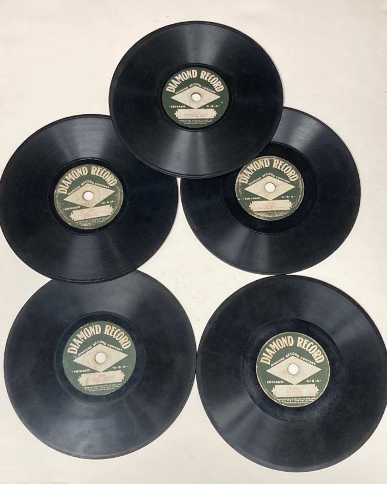 Vintage Lot of 5 Antique Diamond Vinyl Records Chicago, IL 1901-1909 USA