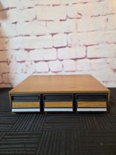 Vintage 36 Cassette Tape Storage Case Faux Wood Finish 3 Drawer Cabinet Holder picture