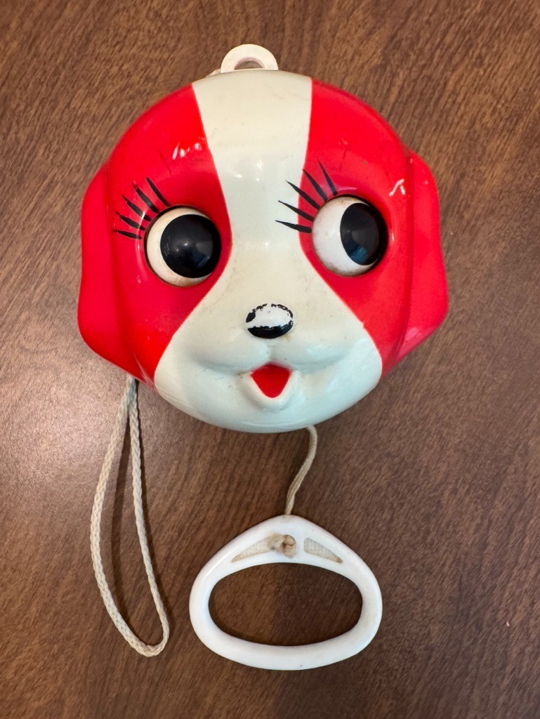 Sankyo Japan Pull String Dog Vintage Moving Eyes Works Plays Music