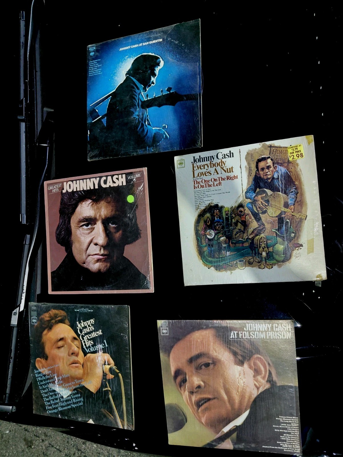 Johnny Cash 5 Vintage Vinyl LP Record Lot Folsom San Quentin Original Shrink