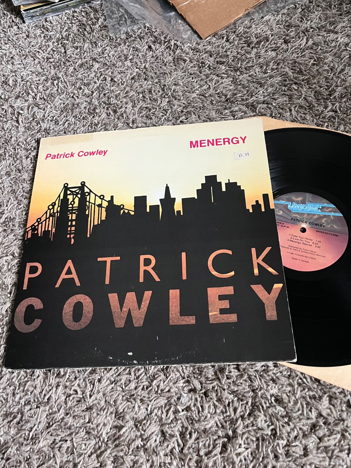PATRICK COWLEY MENERGY LP RARE 1981 EDM ELECTRONIC DANCE MUSIC ULP-30 HI NRG