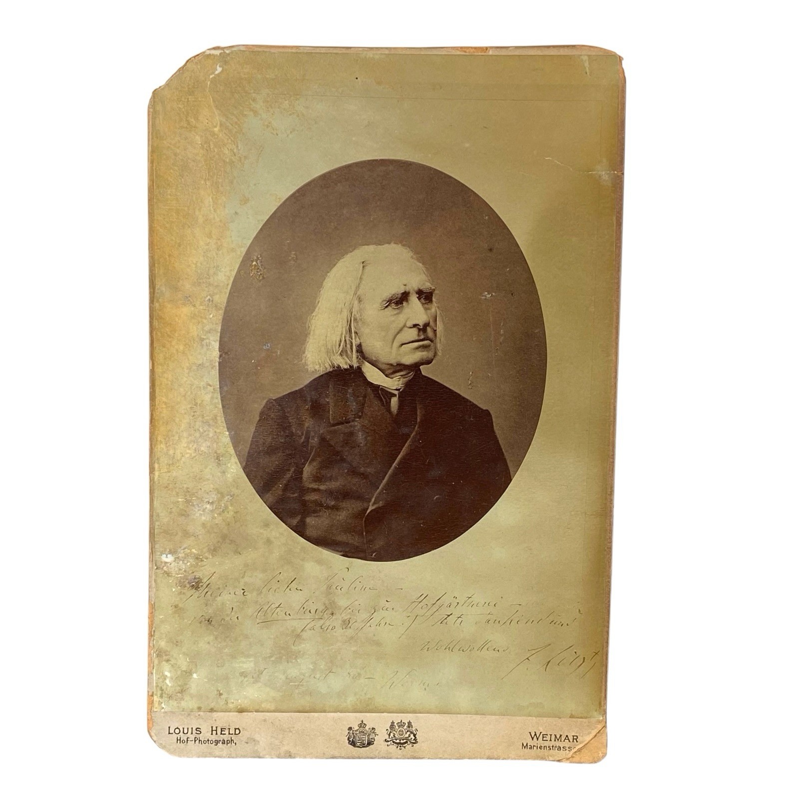 Antique Franz Liszt Cabinet Card Portrait Photo By Louis Held Printed Signature