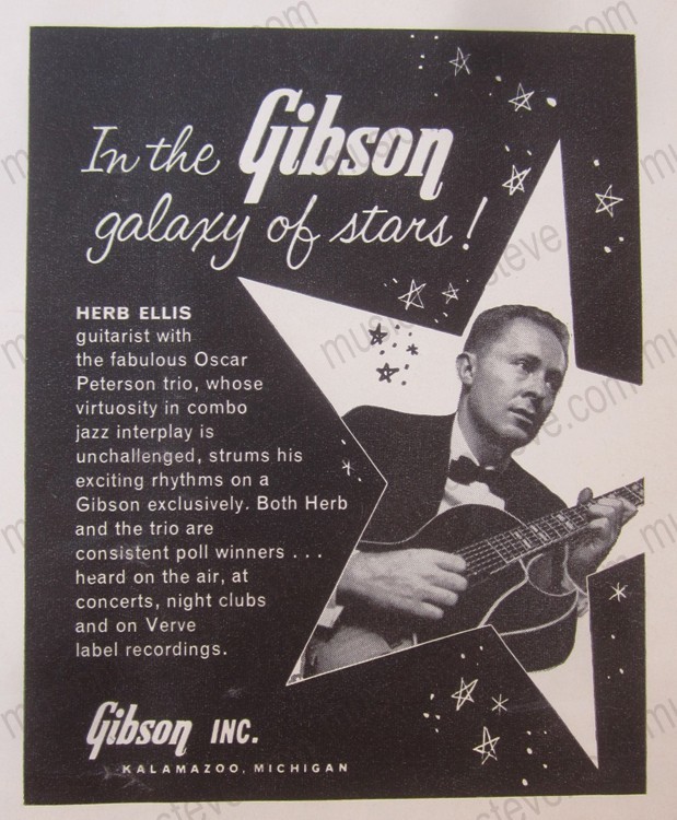 original 1958 GIBSON GUITAR  print ad HERB ELLIS in Gibson 