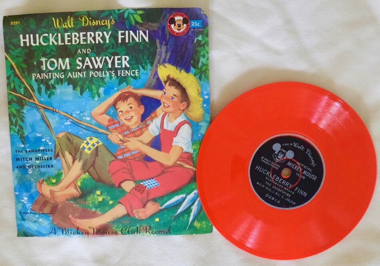 1950s LITTLE GOLDEN RECORDS~Disney~HUCKLEBERRY FINN+TOM SAWYER~78 rpm RED VINYL
