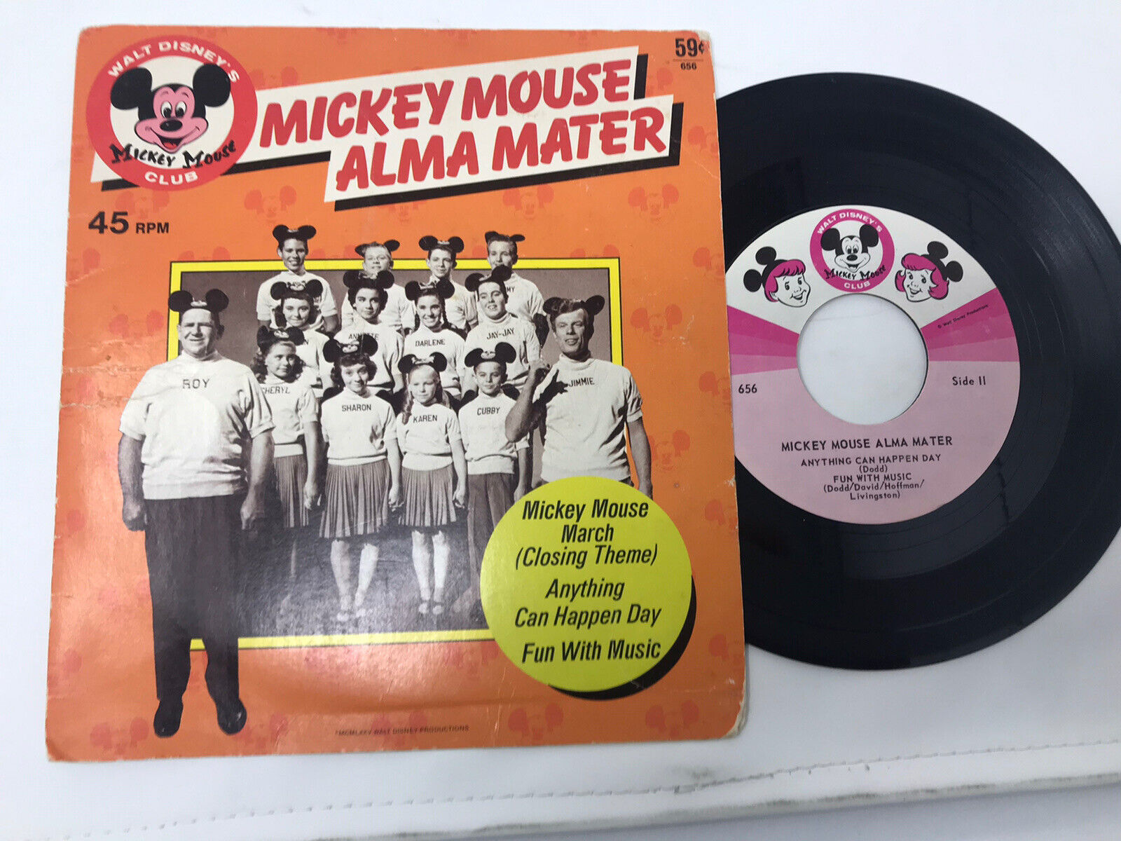 Disney Mickey Mouse Club ‎– Mickey Mouse Alma Mater Vinyl Record 45 RPM 7\