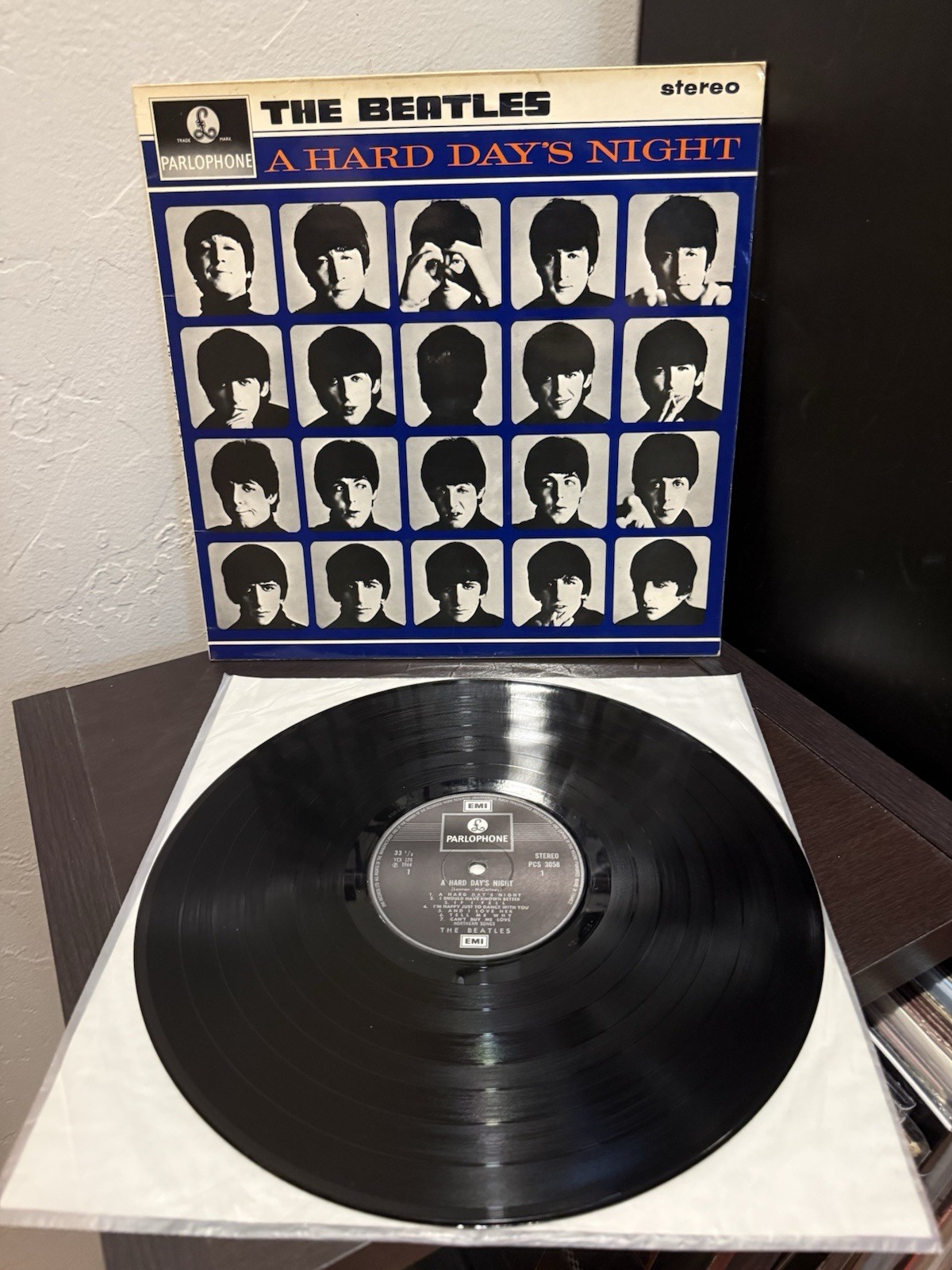 THE BEATLES A HARD DAY’S NIGHT LP 1973 UK PARLOPHONE PCS 3058 STEREO VG