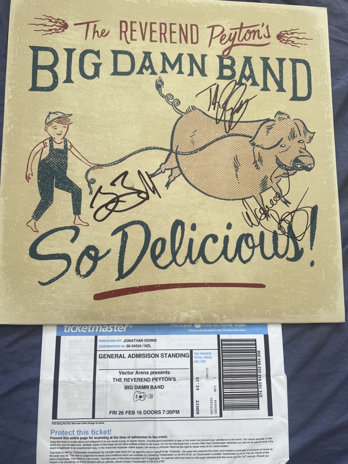 Reverend Peyton’s Big Damn Band – So Delicious LP – SIGNED – Blue Marble Vinyl –