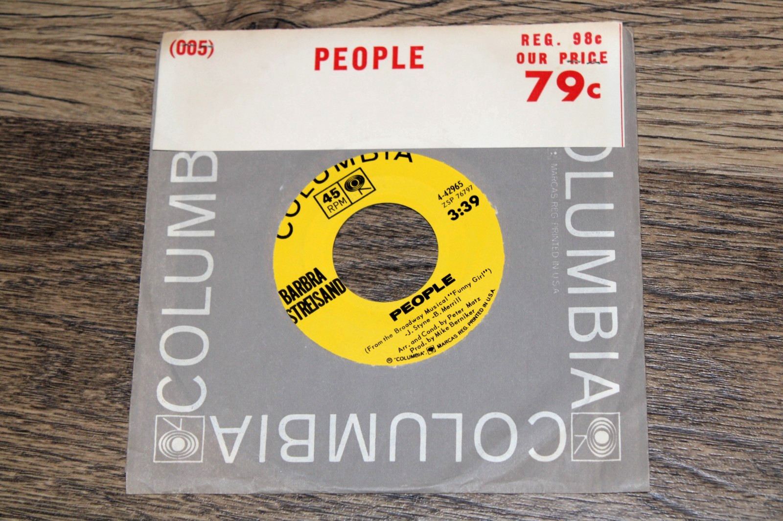 Barbara Streisand People / I am Woman - 45 RPM SEALED/STAPLED - NEVER PLAYED
