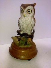 VINTAGE OWL Music Box  Porcelain  - I'd Like to Teach the World to Sing picture