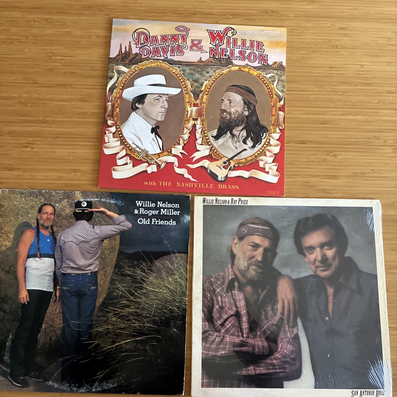 WILLIE NELSON COLLABORATIONS (3 LP Lot) Roger Miller, Ray Price & MORE - VG+