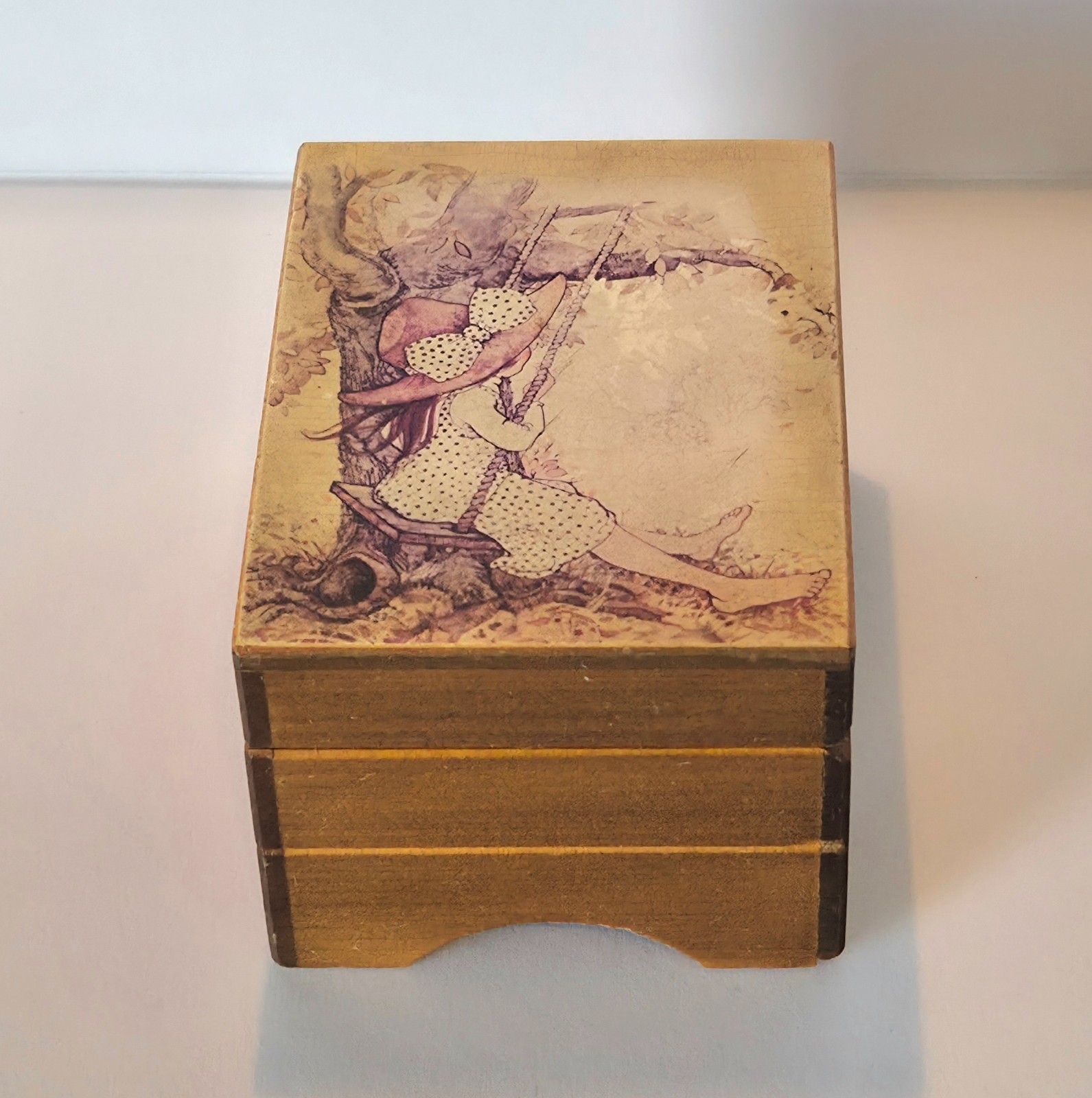 Vintage Sankyo Music Box Japan Working Wooden Jewelry Box Missing Winding Key