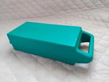 Vintage Teal Cassette Case Box Handle Holds 12 Hinge Lid 80s 90s Flaw picture