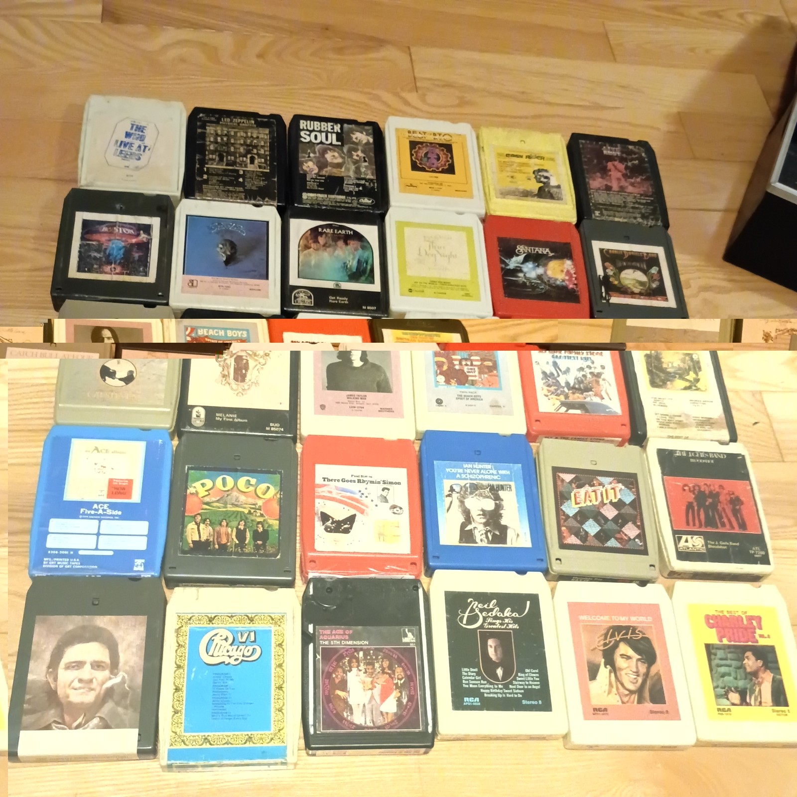 Classic Rock (30) 8 Track Tape Lot W/ CASE Boston Santana Zep Beatles Who Eagles