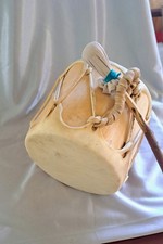 VINTAGE HAND MADE NATIVE AMERICAN RAW HIDE SKIN DRUM picture