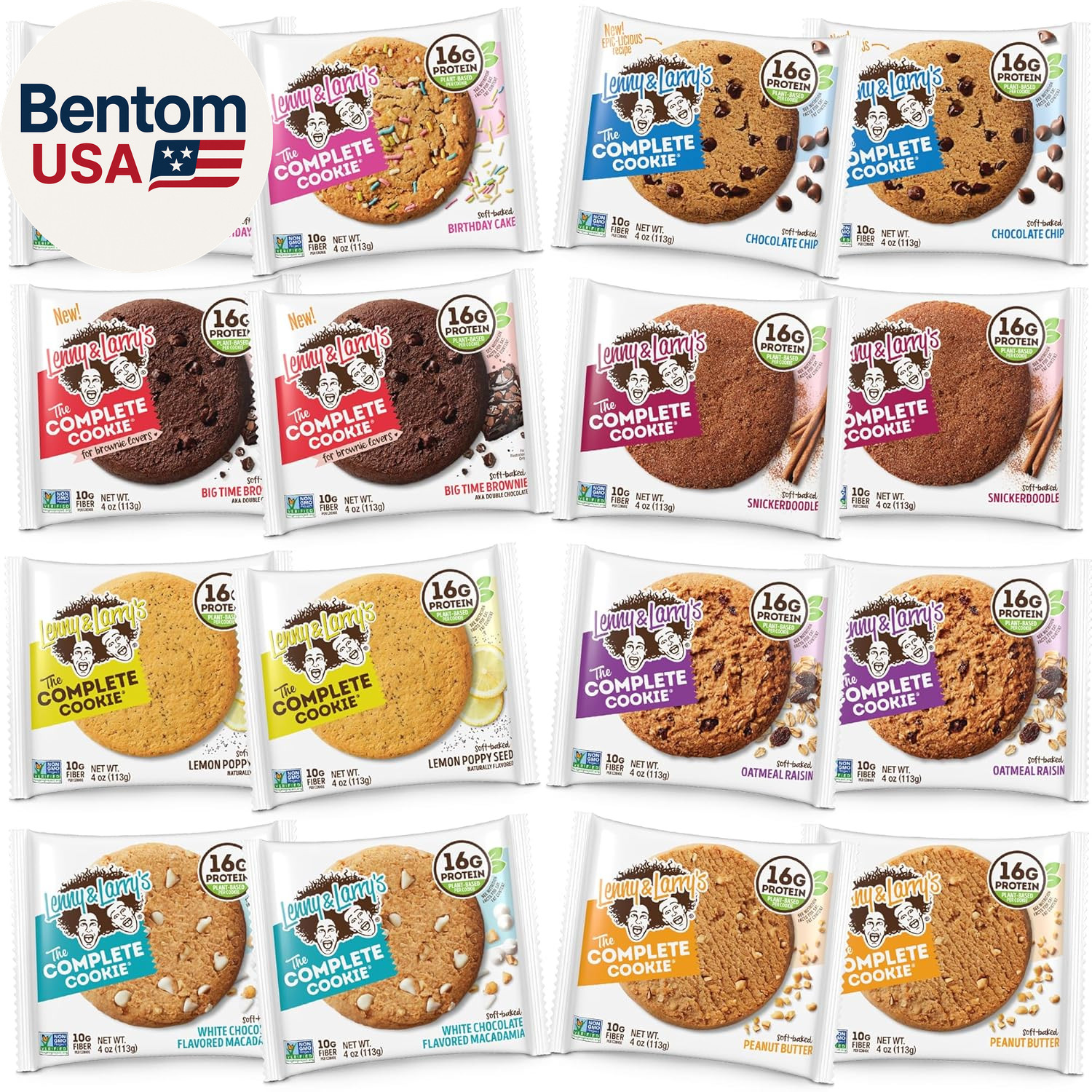 the Complete Cookie, 8 Flavor Variety Pack, Soft Baked, 16G Plant Protein, Vegan