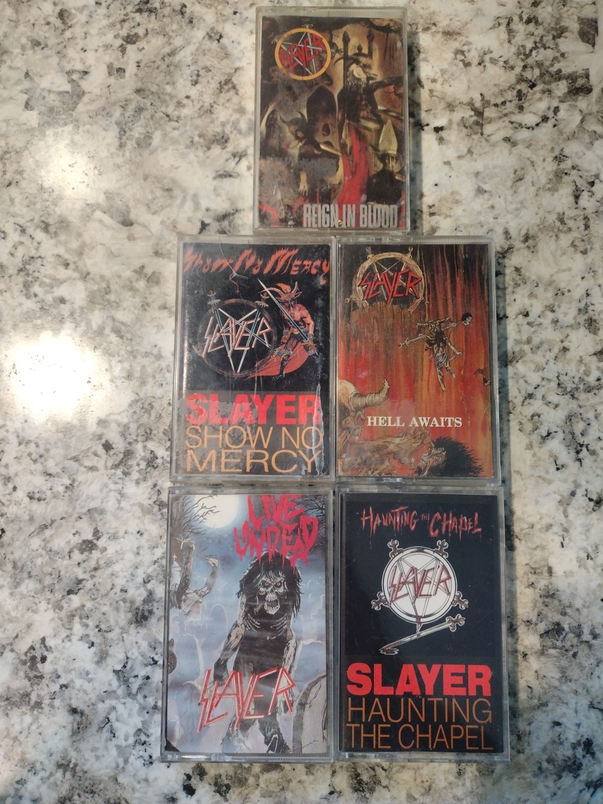 5 Slayer Cassette Tape Lot - Reign in Blood, Hell Awaits, + More Heavy Metal