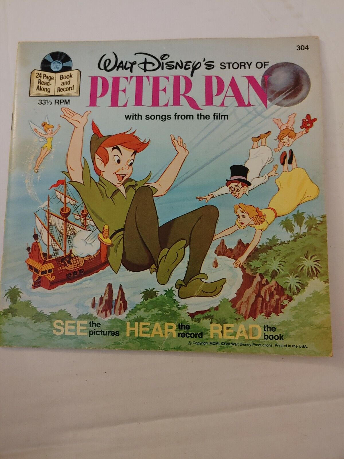 Walt Disney Peter Pan Record And Book 1977 #304