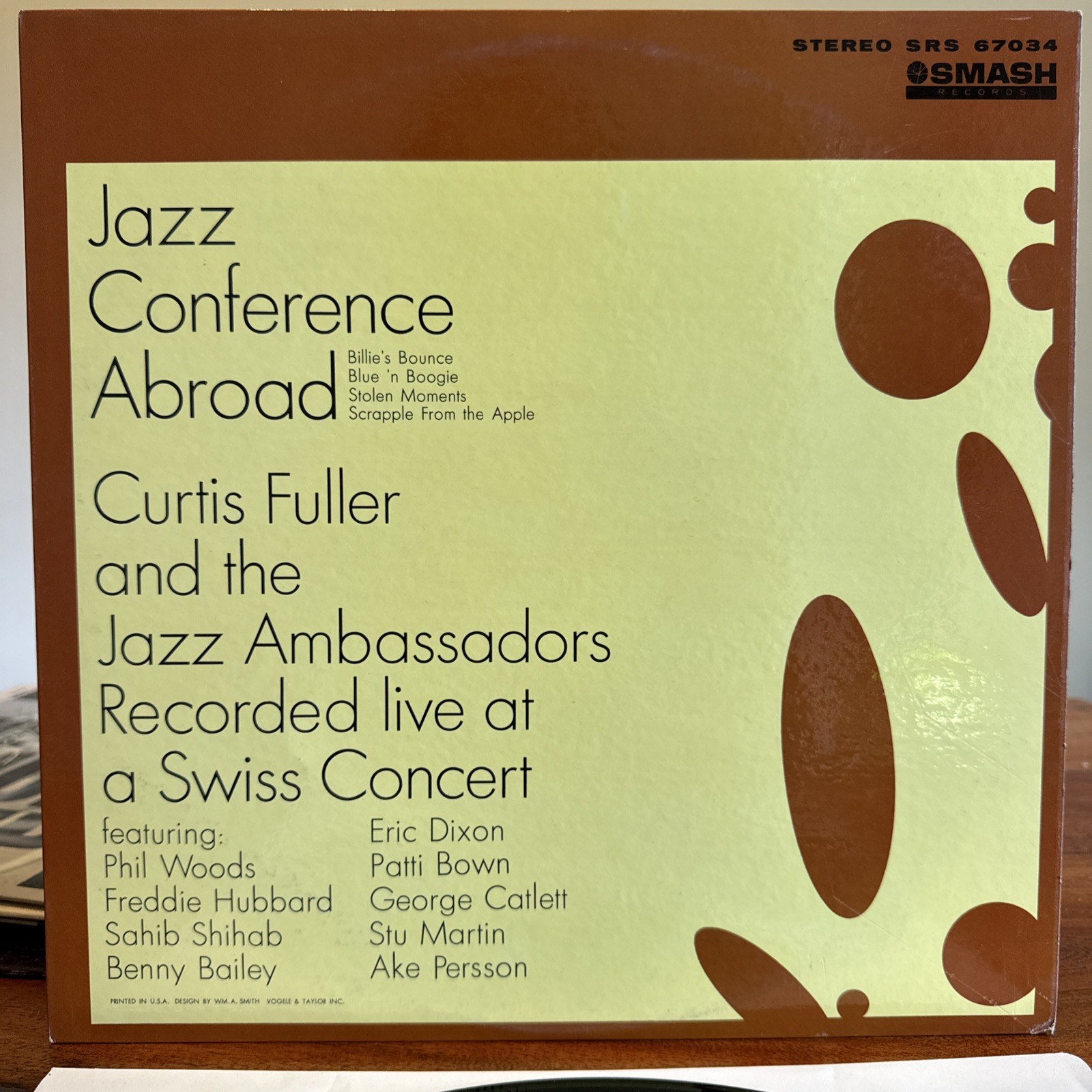 Curtis Fuller Jazz Conference Abroad LP 1963 Smash SRS 67034 ST PROMO Hubbard