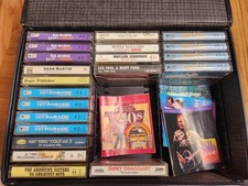 Cassette Tapes Lot of 20 Prerecorded w/ Vintage Hard Carry Case Rock Pop picture
