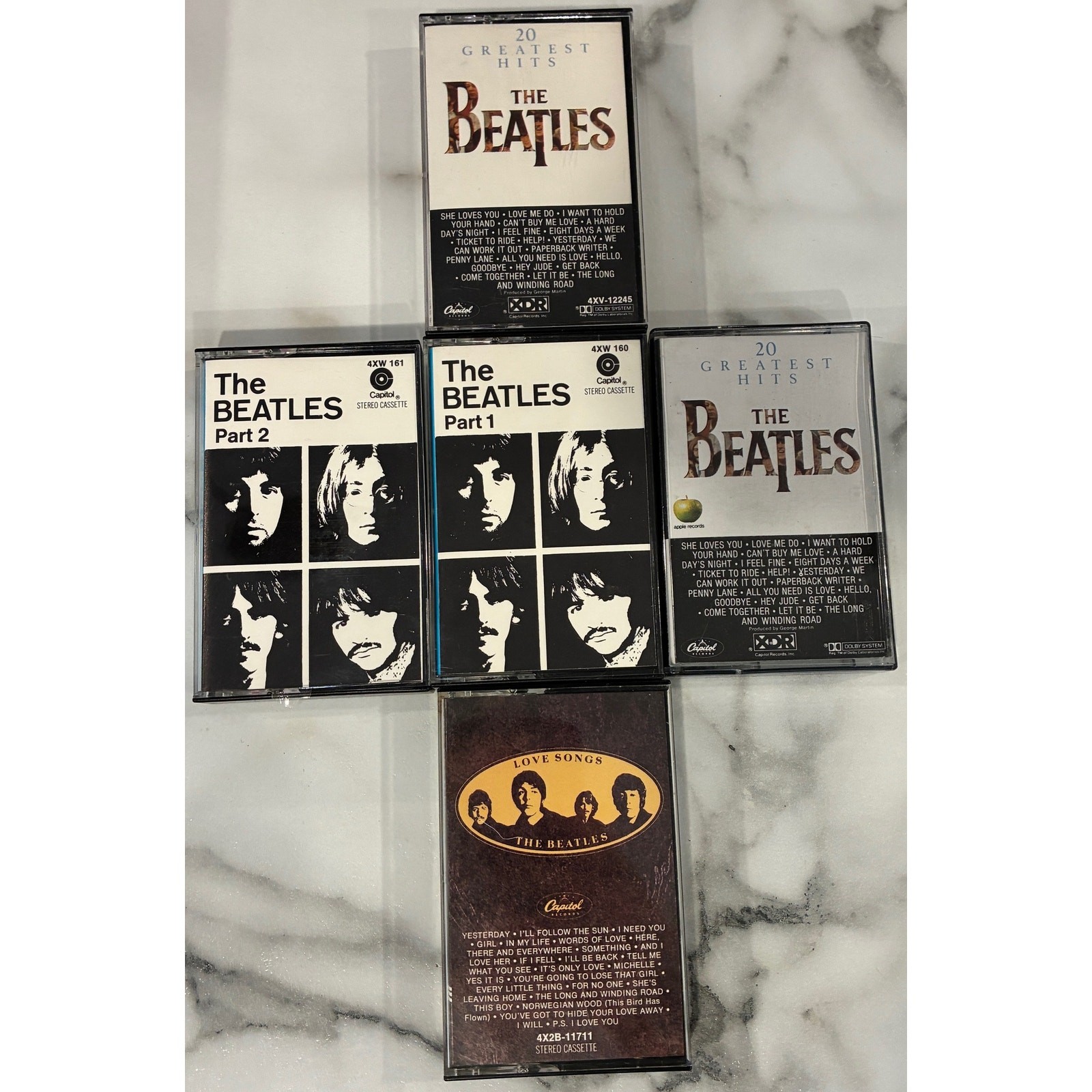 Vintage The Beatles Rock Music Cassette Tape Lot of 5