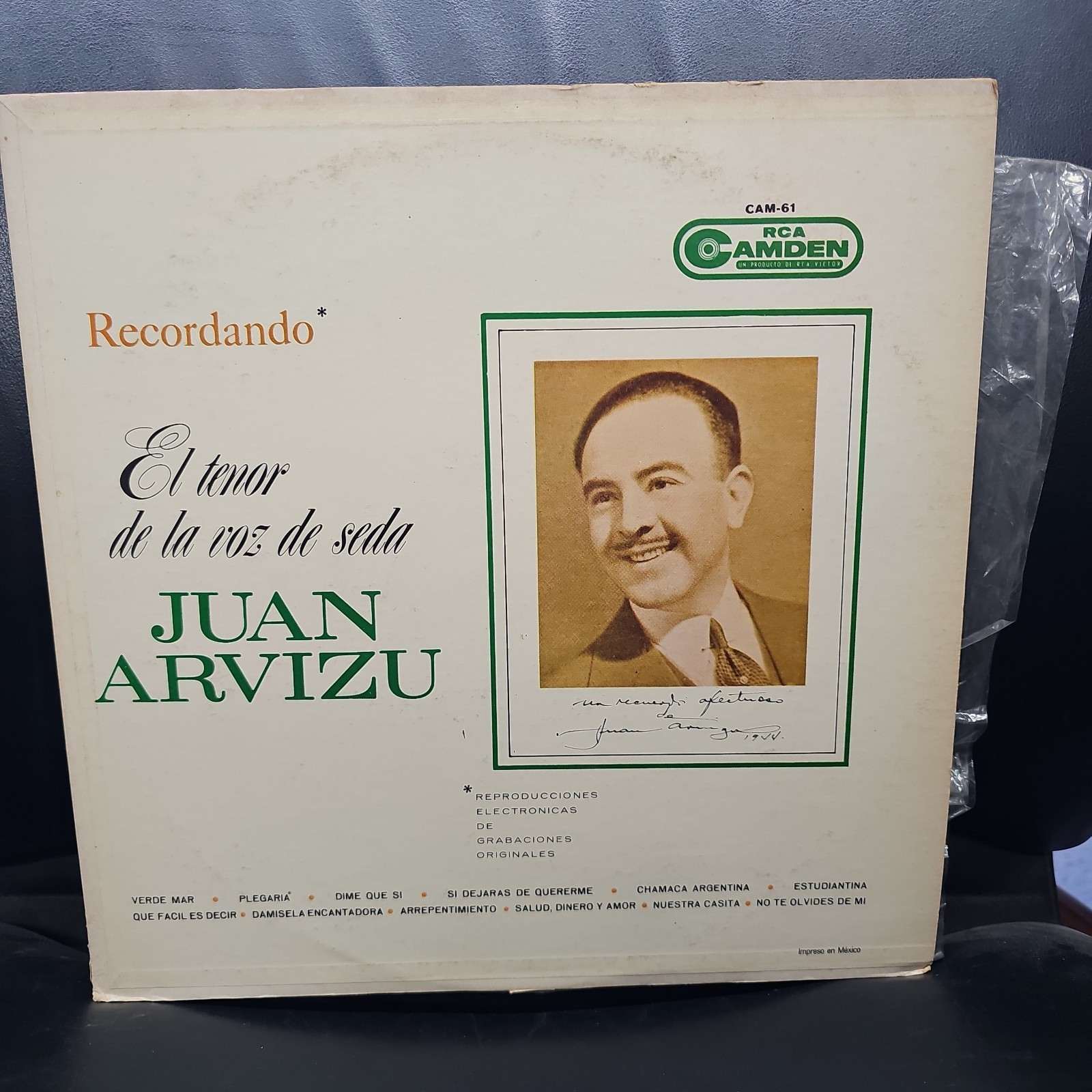 Juan Arvizu, El Tenor De La Voz De Seda, Recordando, Mexican LP Album, Bolero