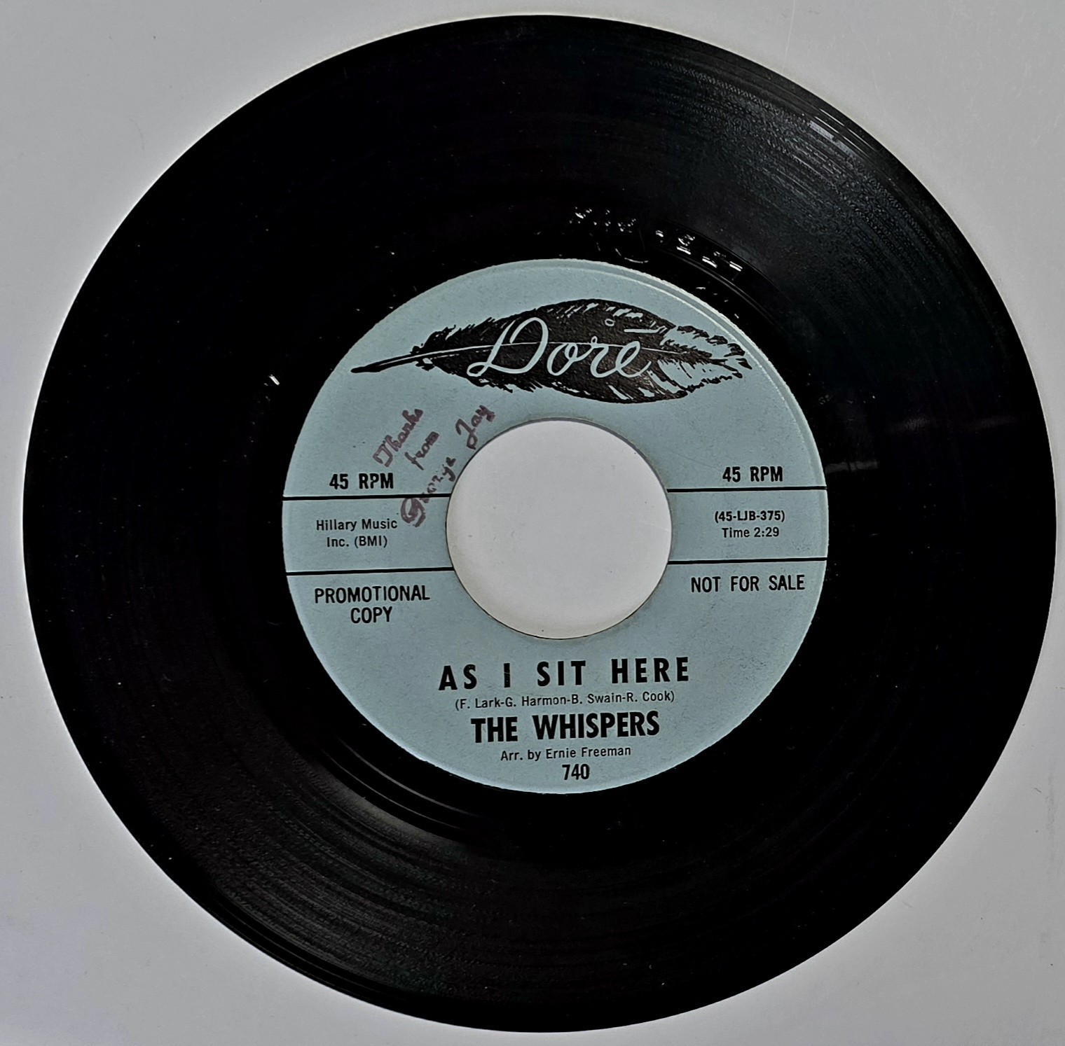 The Whispers - As I Sit Here/Shake It Shake It Dore promo 45 NORTHERN SOUL VG+