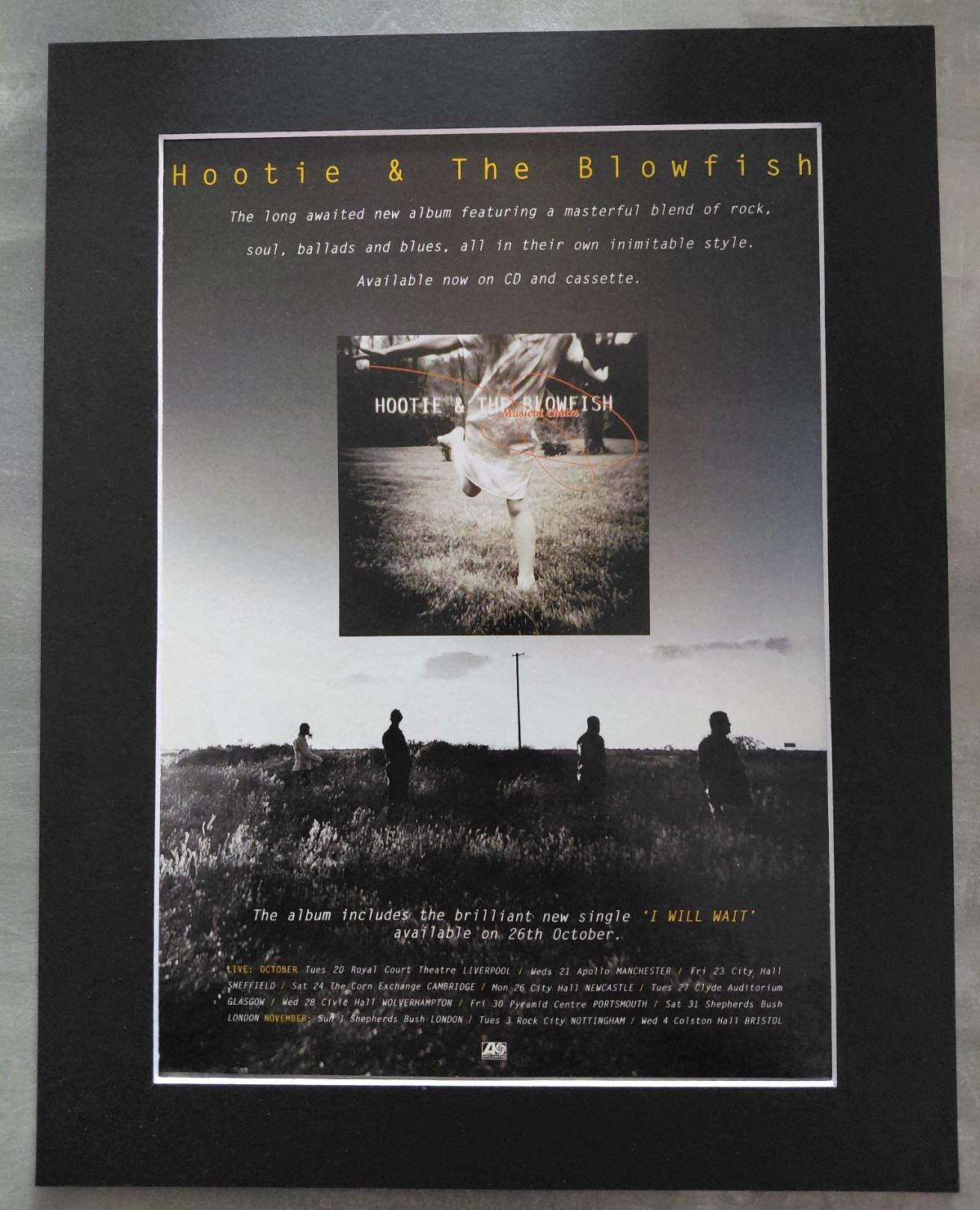 Hootie And The Blowfish Musical Chairs Promo Original Advert Mounted 14x11\