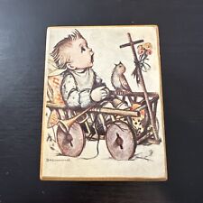 Vintage Hummel Music Box Boy In Wagon With Bird Works 3x4 picture