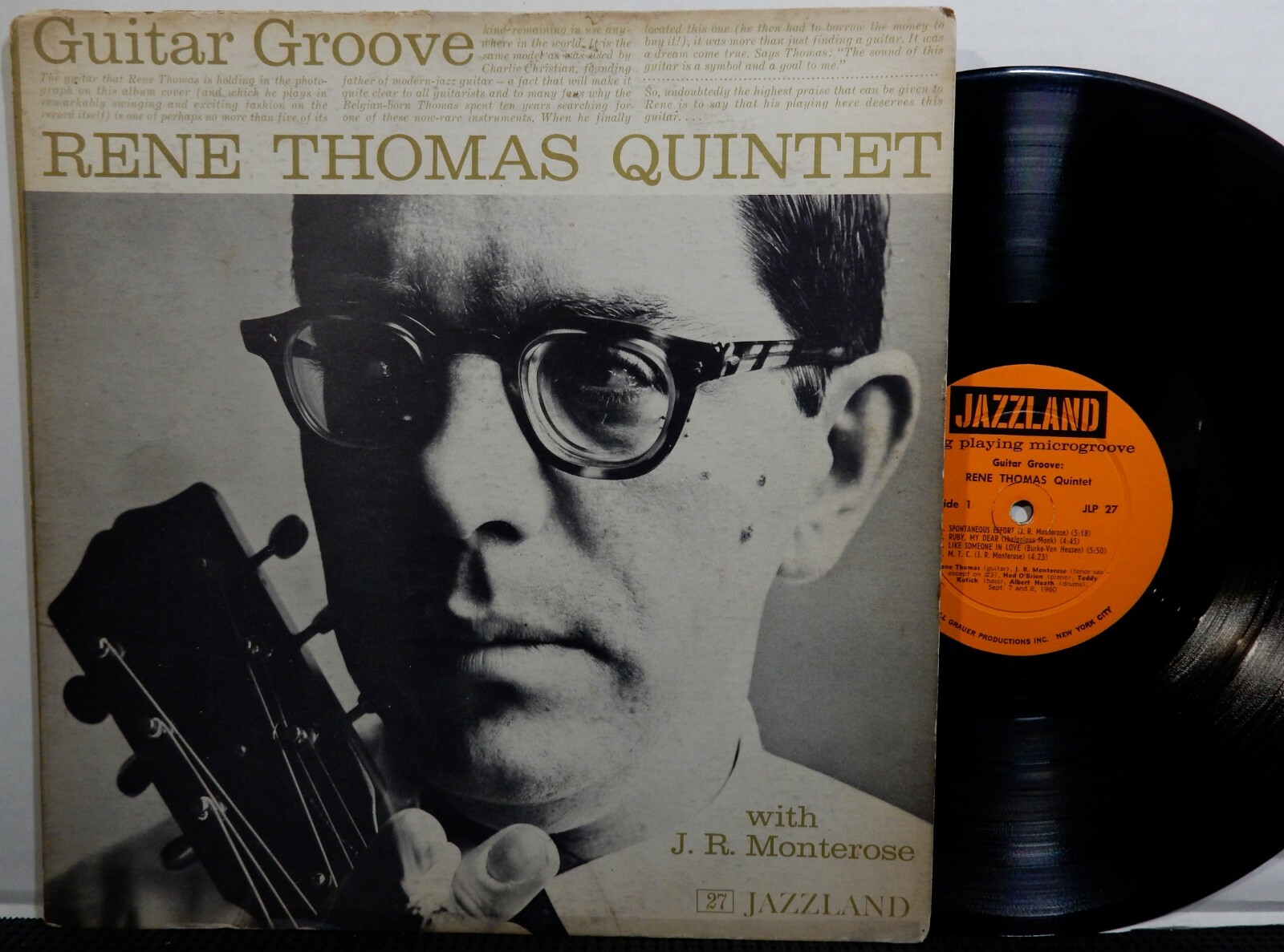 RENE THOMAS QUINTET Guitar Groove J.R. MONTEROSE LP JAZZLAND JLP 27 MONO DG 1960