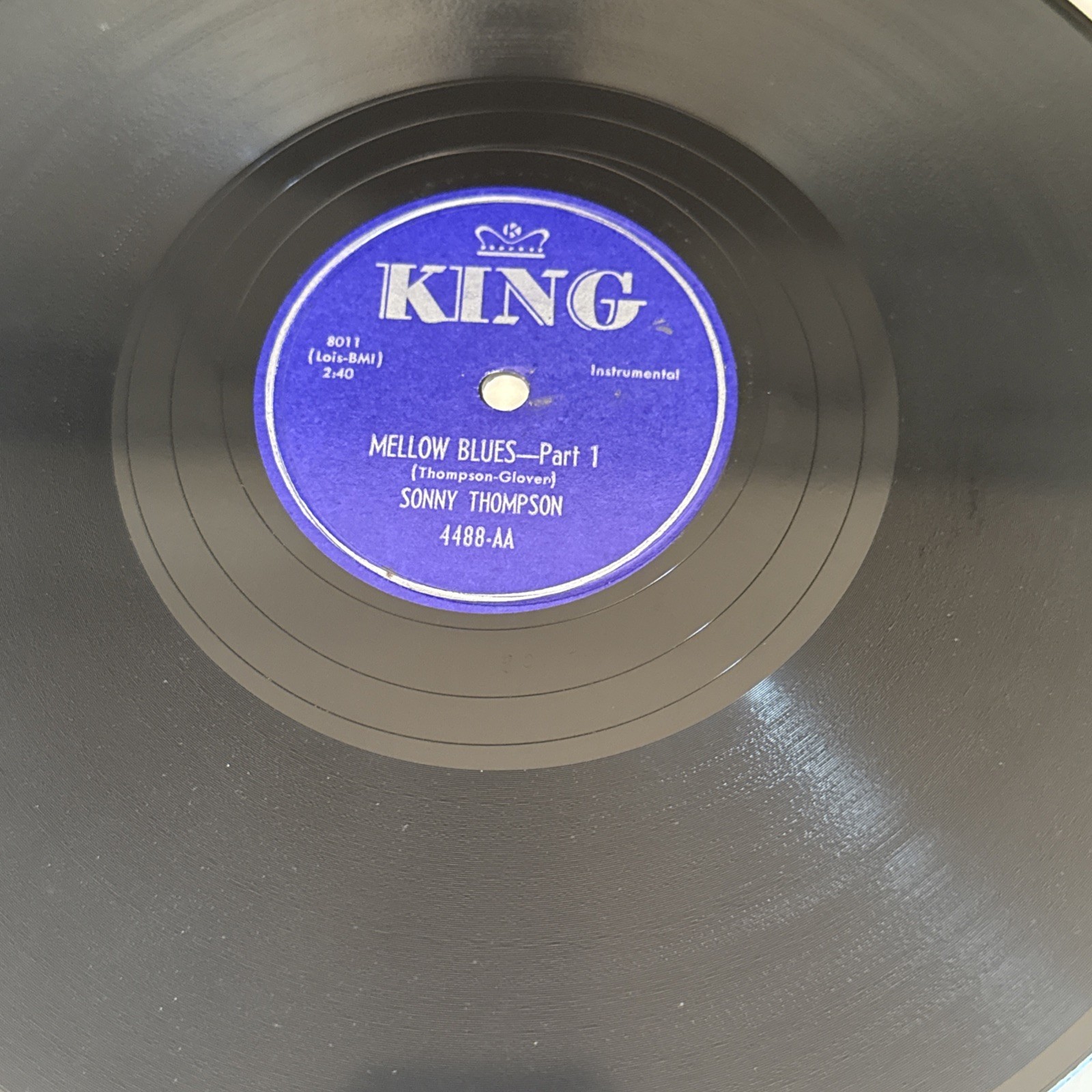 1951 R&B - SONNY THOMPSON 78 rpm KING 4488 MELLOW BLUES Part 1 & 2 V+