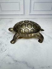 Vintage Turtle Music Box Trinket Jewelry Box Silver Tone Made in Japan Working picture