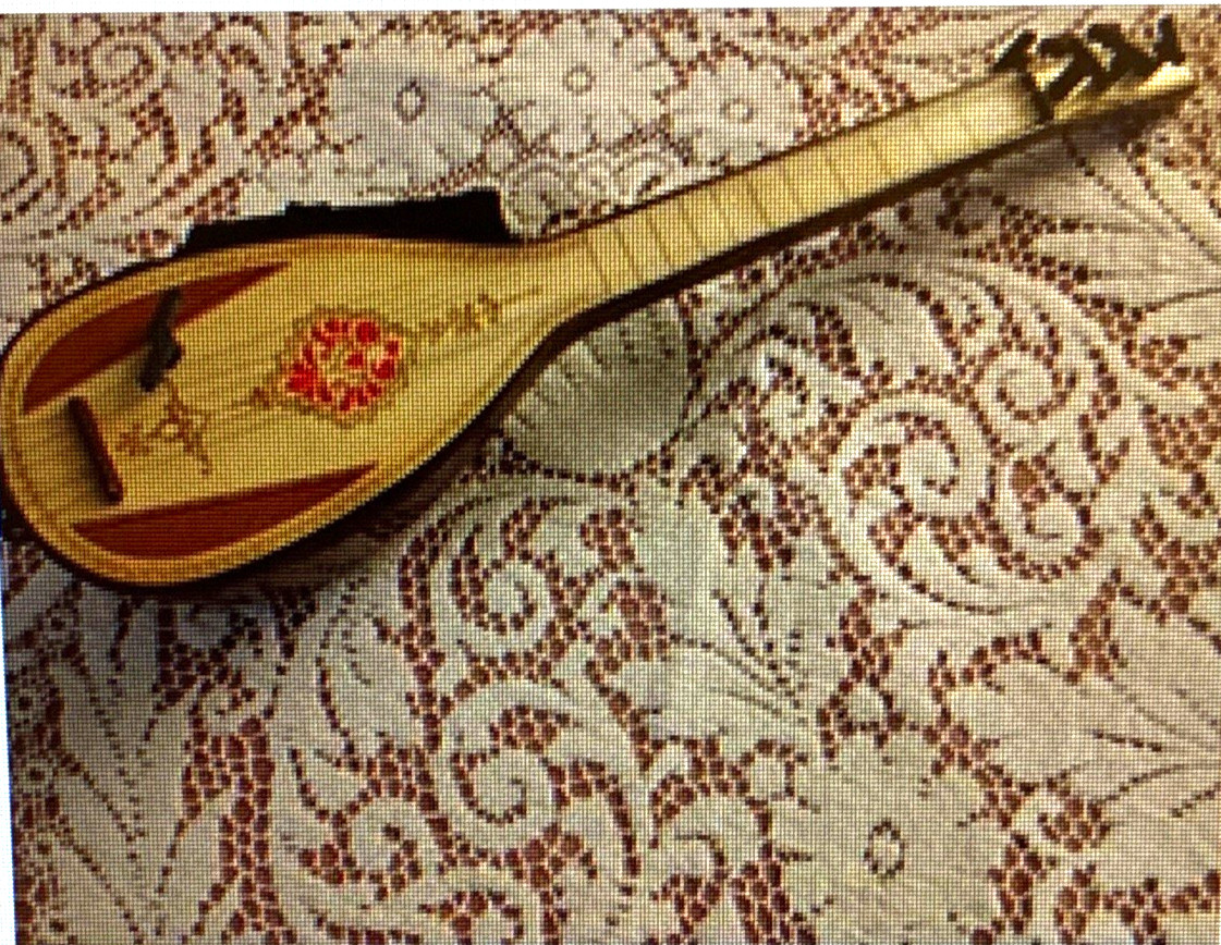 Vintage Mandolin-Shaped Miniature Decorative Lute Collectible Music Box