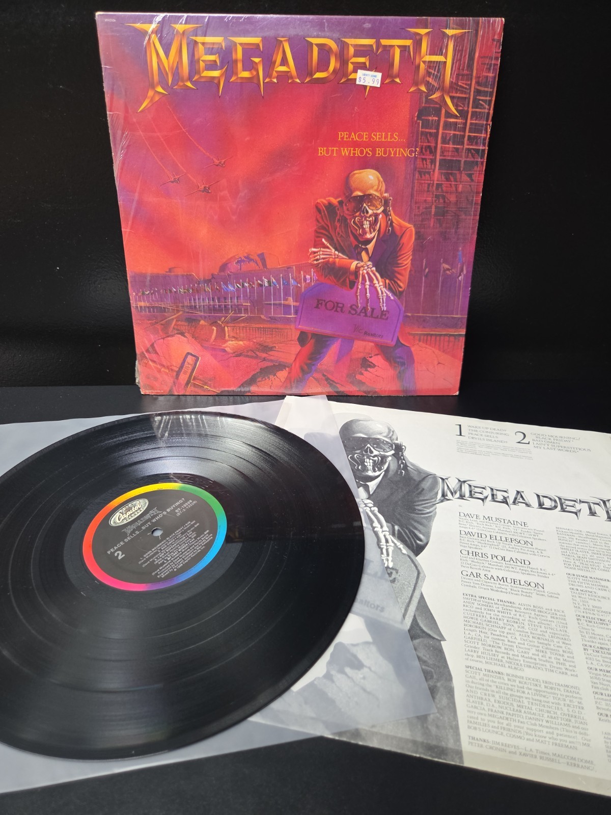 Megadeth Peace Sells Lp Vinyl OG 1986 1st Press Shrink/Insert EX/EX Wax