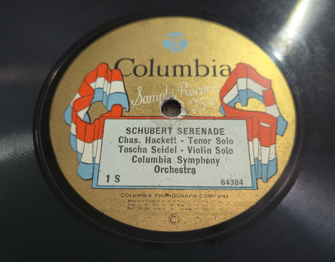 Vintage 1923 Columbia Sample Record 78 RPM Schubert Serenade Ted Lewis Band