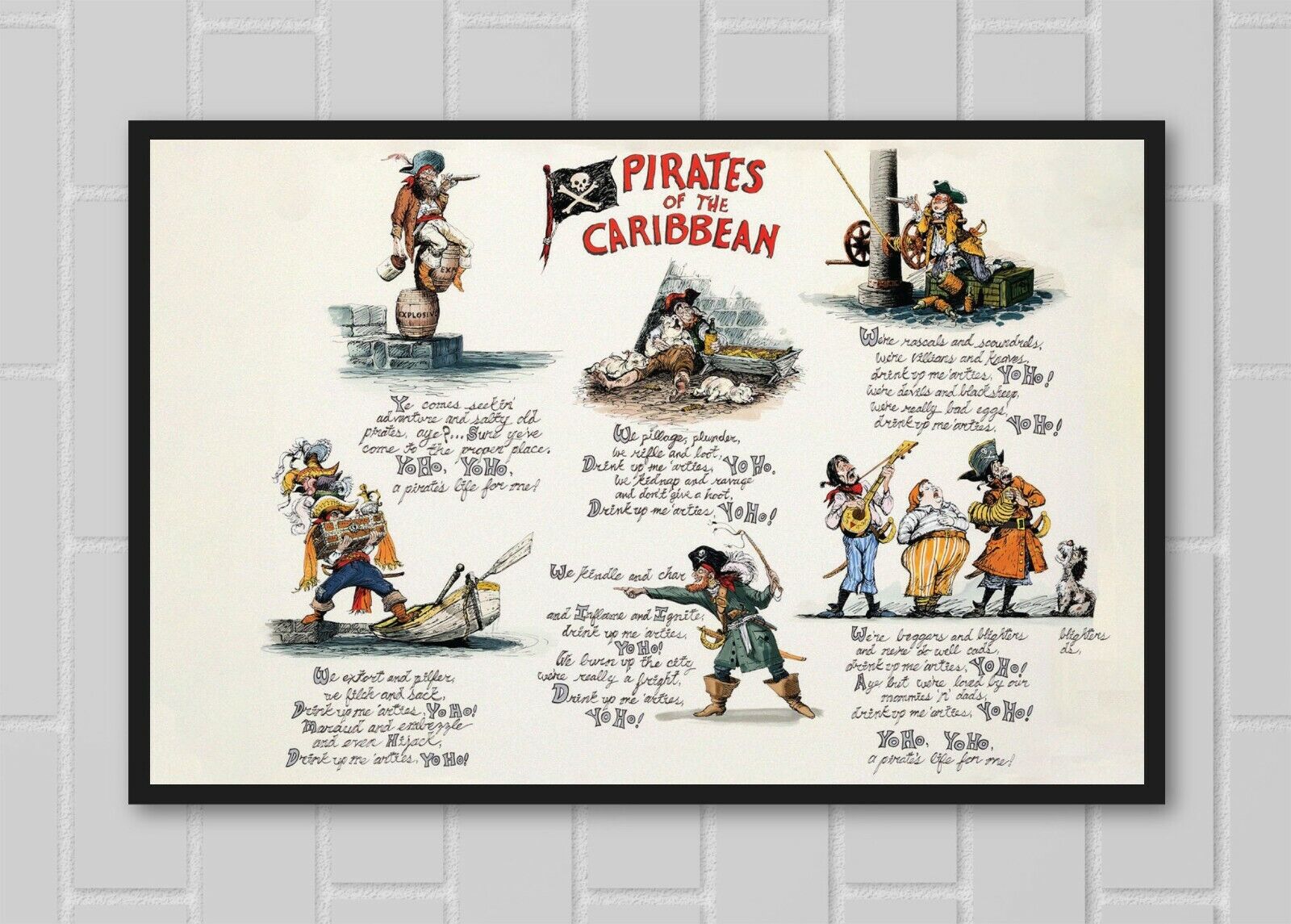 Pirates of the Caribbean Yo Ho Song Lyrics Poster Print 11x17 Marc Davis