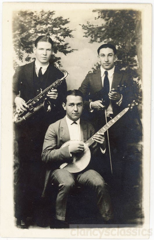 1920s Earl Smith Trio Babe Naset Saxophone Dickey Banjo Chicago Photo RPPC