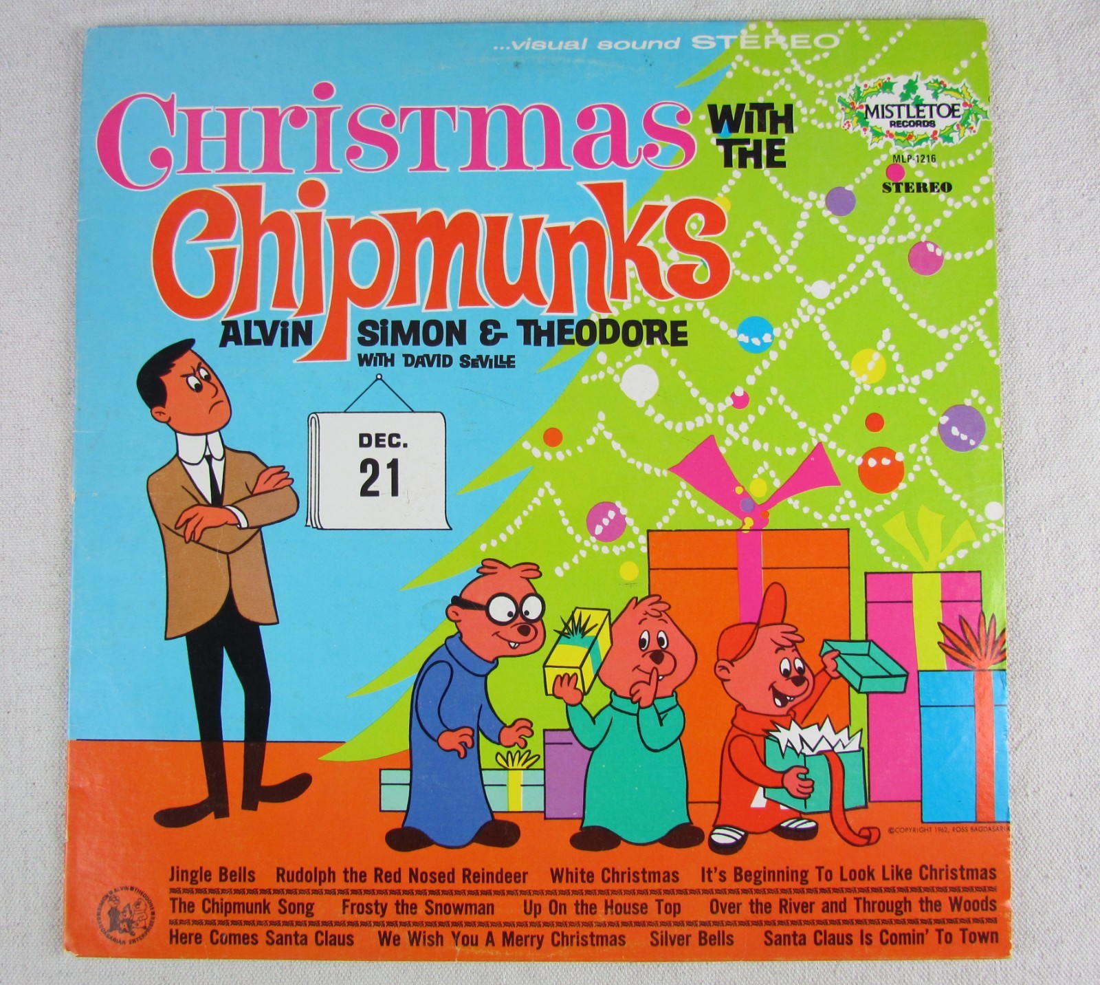 Vintage Christmas With The Chipmunks Vinyl LP Mistletoe Records 1962 MLP-1216