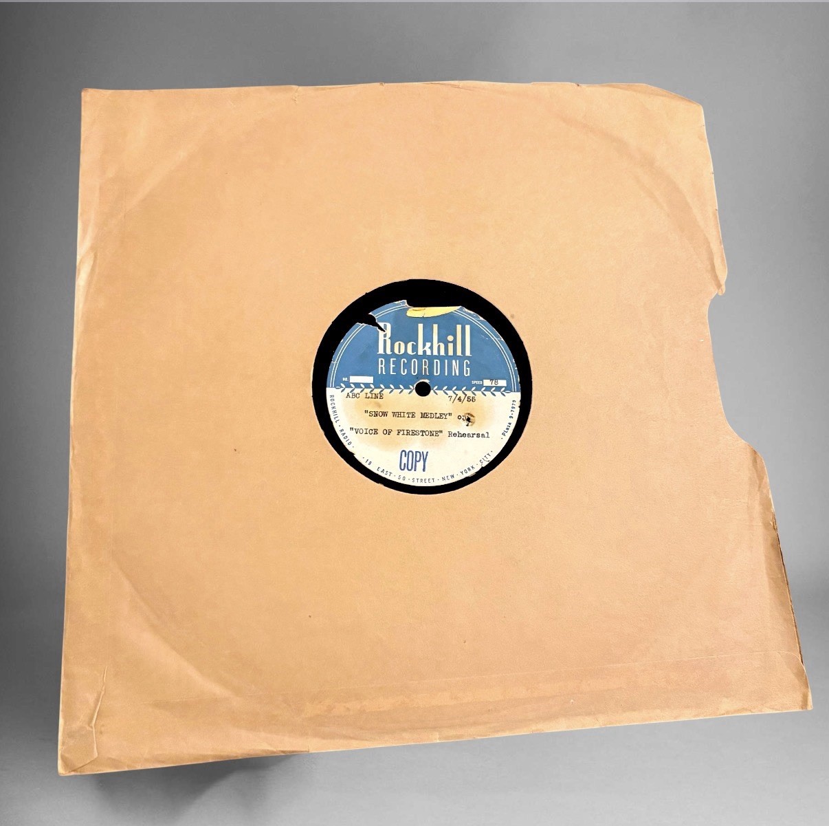 1955 Voice of Firestone Snow White Medley 78 RPM Rockhill Acetate Rehearsal