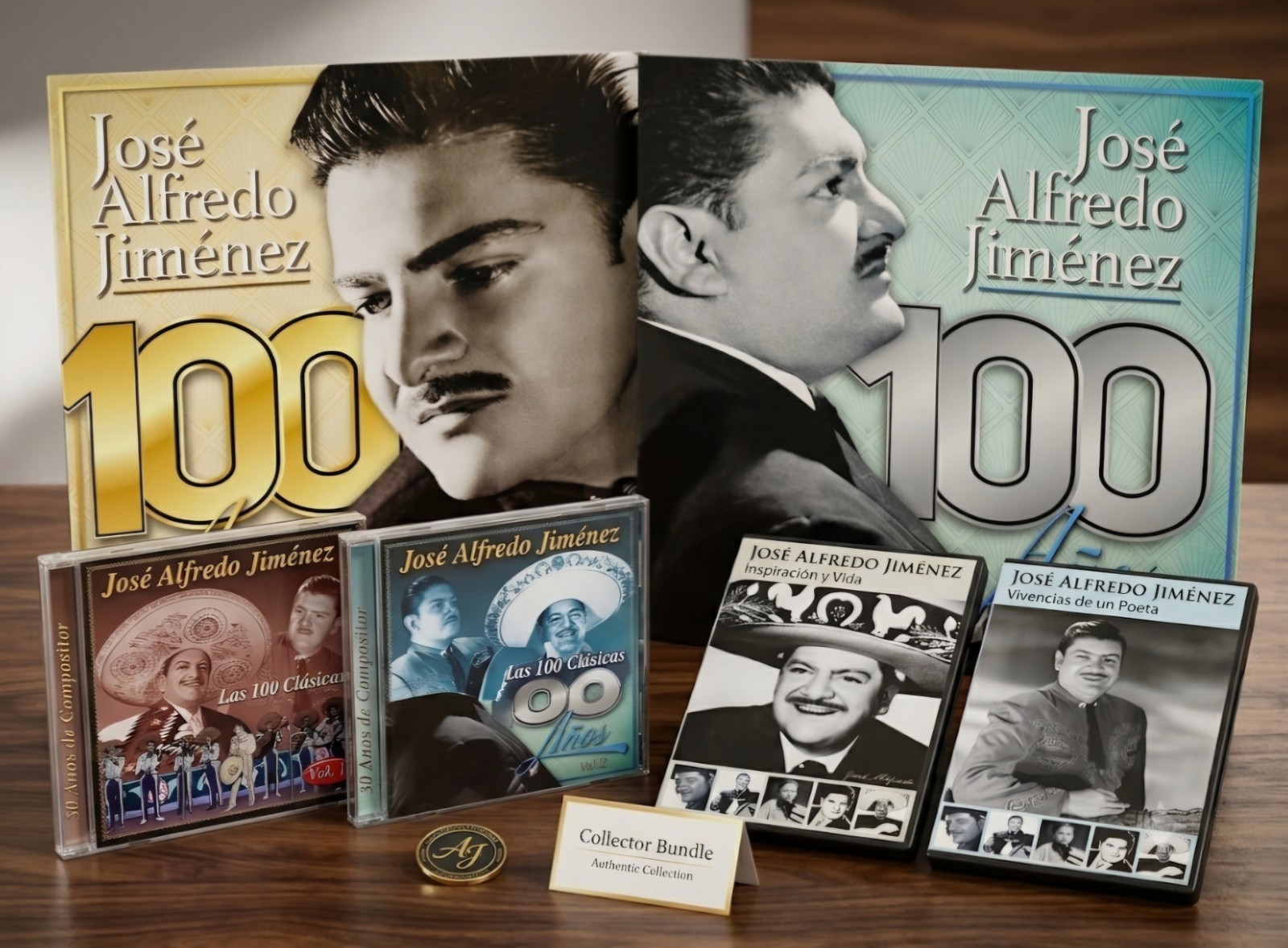 José Alfredo Jimenez Colección Lot: 2 Vinyls LPs (100 Años Vol 1&2) + 2CDs+2DVDs