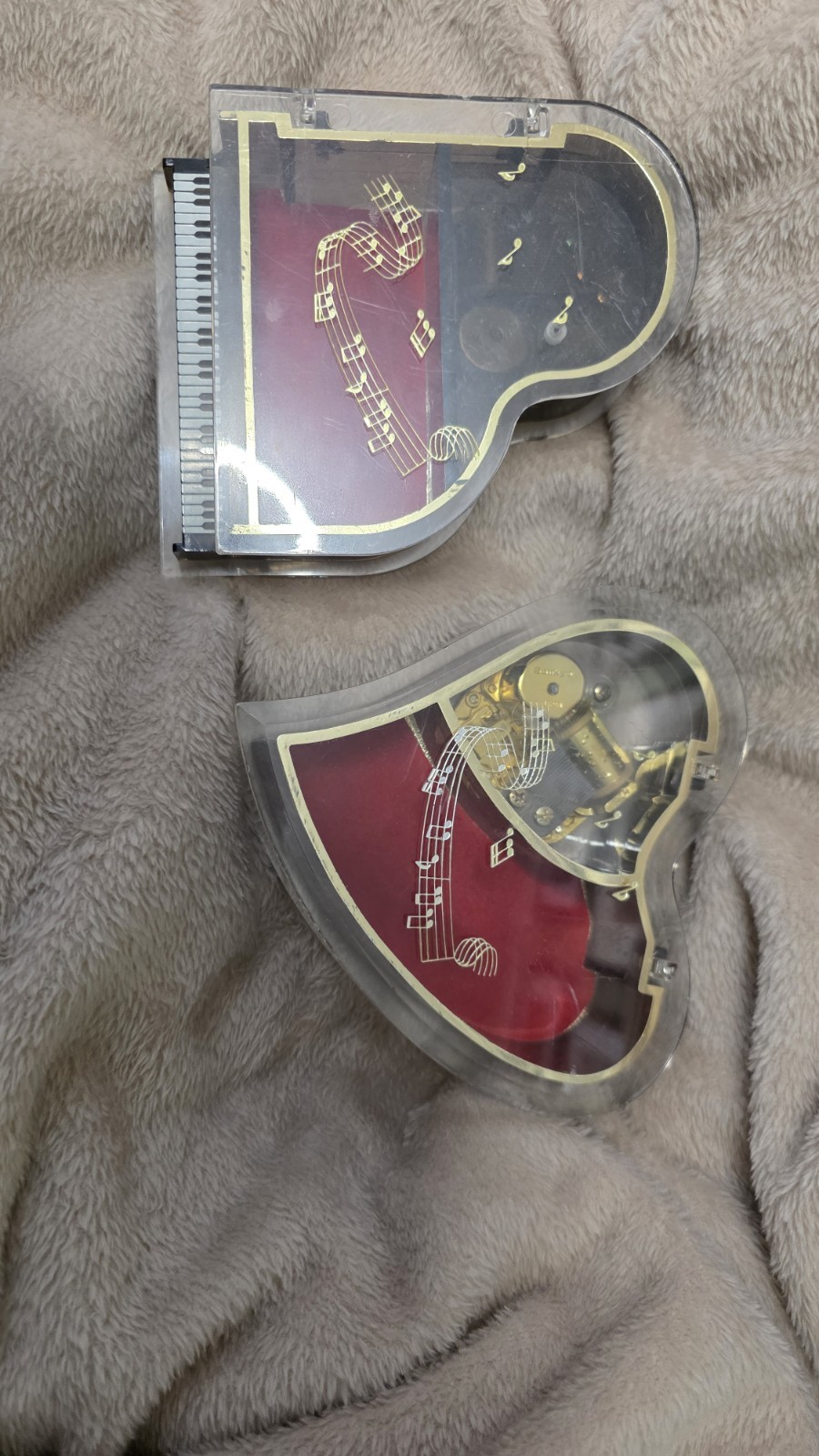 Vtg Sankyo Lucite Music Box Lot Grand Piano Heart Shaped Jewelry Trinket 1980s