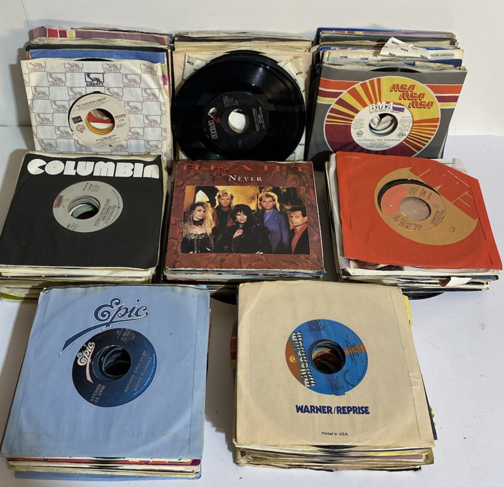 Huge Lot of 200 + Vintage 45 RPM Record 60s thru 80s Classic Rock Soul Pop Mix
