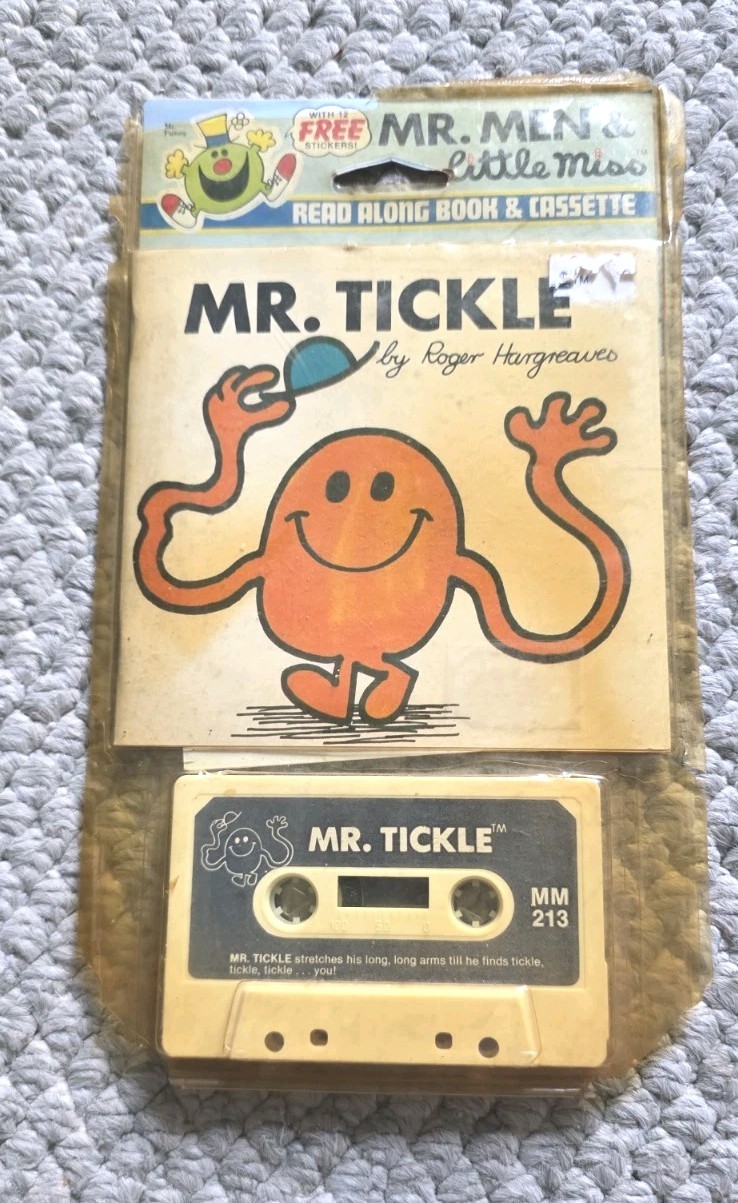 VTG 1982 Mr. Men & Little Miss Read-along Book & Cassette Set Mr.Tickle NOS